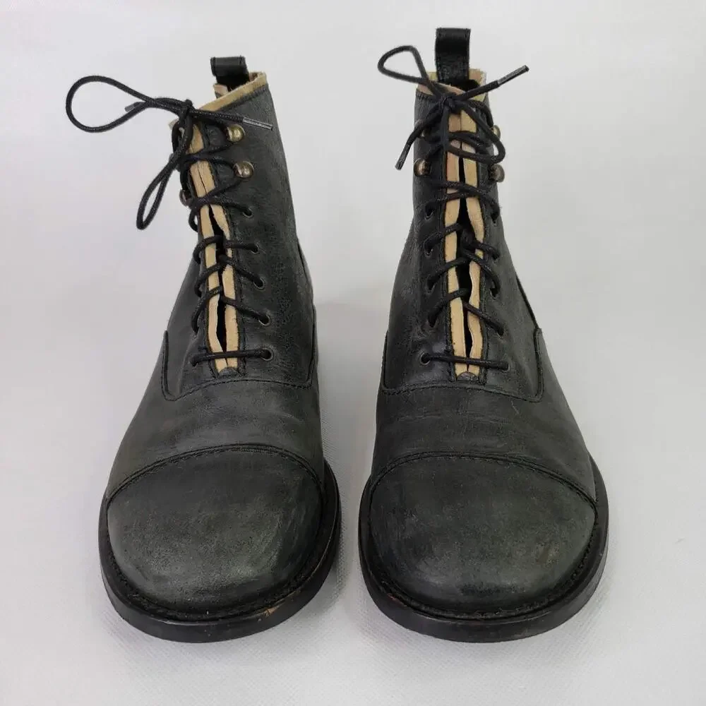 J Crew Black Leather Ankle Boots Womens Size 8 Pretty Style Italy Academia